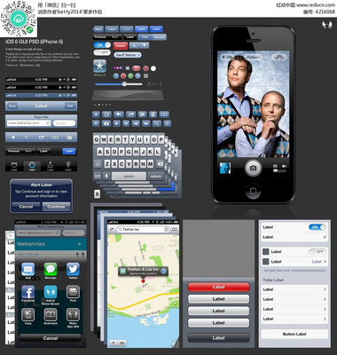 黑色手機界面設計UI元素圖標